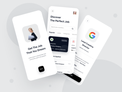Job Finder Mobile Apps minimalism minimalist job finder finder job jobs app mobile design simple clean ux ui
