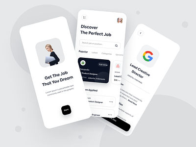 Job Finder Mobile Apps app clean design finder job job finder jobs minimalism minimalist mobile simple ui ux