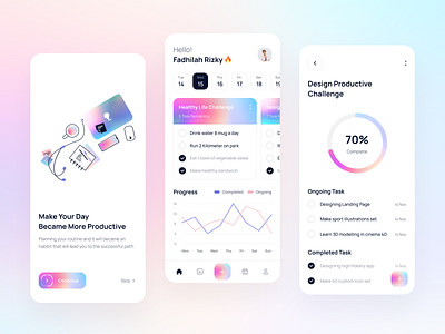 Tuskar - Task Productivity App analytics app clean colorful gradient light minimalist mobile planning simple task to do todo ui ux