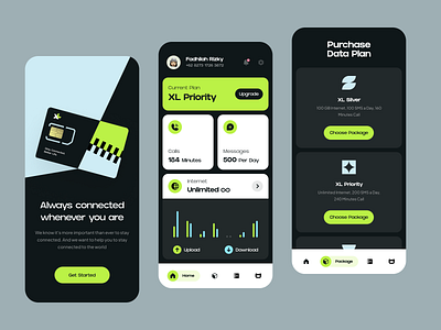 XL - Telecommunication Apps 🛰️ analytics app cellular clean data usage design mobile provider simple telco telecom telecommunication ui ux