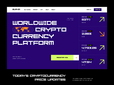 EVA - 01 | Cyrptocurrency Platform Website 🌎 blockchain clean coin crypto cryptocurrency design exchange finance landing page market nft simple stock ui ux web design website