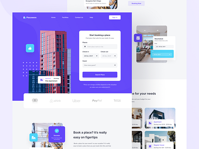 Placewere | Booking Place Site booking building clean homepage hotel landing landing page property real estate ui design website