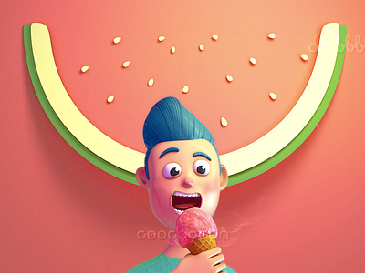 Summer Sweet - Watermelon 3d illustration summer sweet