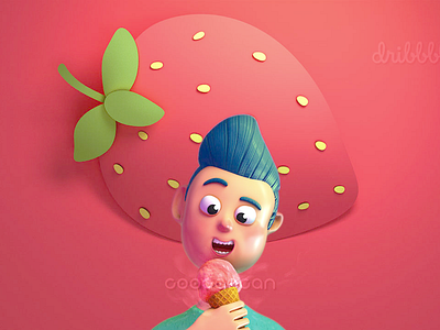 Summer Sweet - Stawberry 3d illustration
