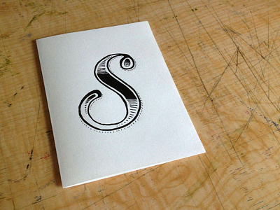 "S" Monogram Card card hand drawn letter s micron monogram