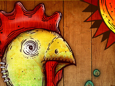 Fable Rooster&Fox art bird digital fable fox gusta gustando illustration moon photoshop rooster sun wood