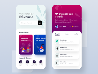 Online Course & Educational App UI app app design categorey color course education educational gradient illustraion online online course ui uiux ux course video