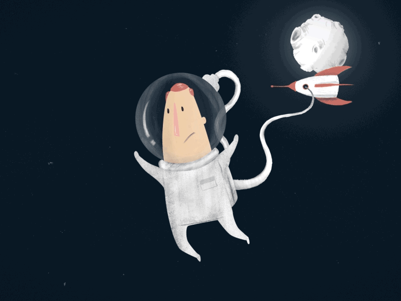 Unimpressed Spaceman after animation cycle dribbble effects floaty graphics illustration loop motion seanpointing shot