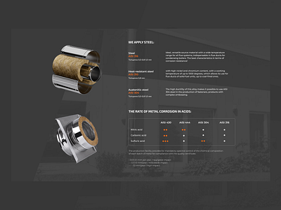 Manufacture of chimneys. Steel used. Dark theme