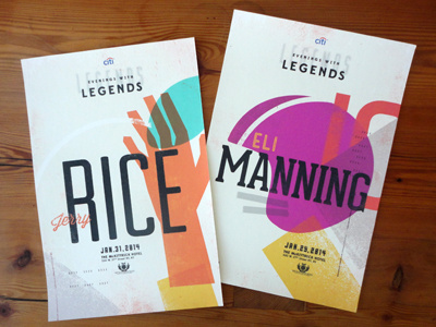 Posters for Citibank's Evenings with Legends abstract color iconic posters sports type