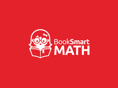 Book Smart Math book branding eyeglass flat girl logo simple vector