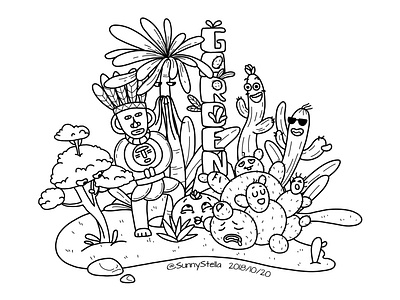 Tropical garden illustration