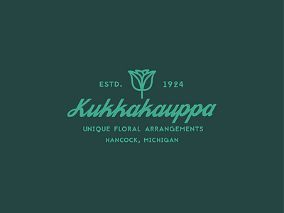 Kukkakauppa brand brand and identity brand assets brand identity branding design floral flower logo logo design logotype michigan script font type typography upper peninsula