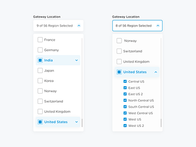 Region Based Mulit selection dropdown