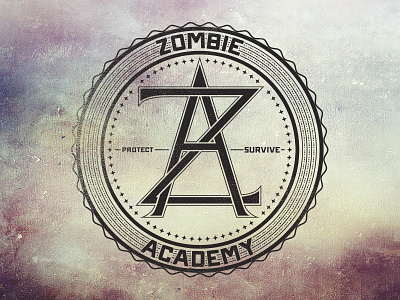 Zombie Academy a academy badge camp monogram retro seal stamp theme undead z zombie