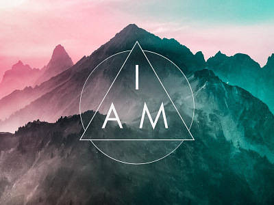 I Am blue church god i am mountains red series graphic