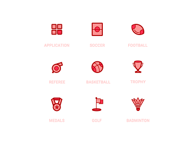 Simplified icon app badminton basketball football golf icon illustration sports ui whistle