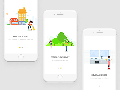 illustration app android app cartoon house illustration ios mountain people renting travel