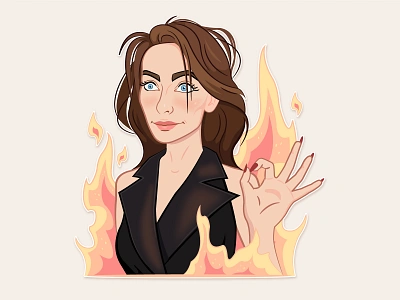 Lady on fire character deadline design fire girl illustration lady sticker stickerpack telegram telegram sticker vector woman