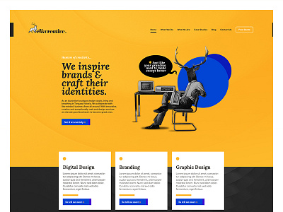 Elk Creative - New Website blue contrast css elk retro type web design web development website wordpress yellow