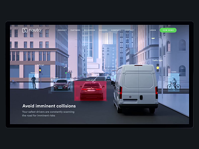 Nauto Predictive Collision Alerts – Promo Page Animation 3d ai animation auto automotive cinema 4d clean creative design motion design product ui ux web