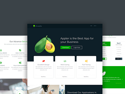 Avodo - Landing Page application bootstrap responsive template creative template html5 html5 responsive template landing page landing responsive template modern template software