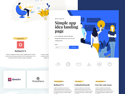 Dash Dribbble elementor landing page one page page builder template wordpress