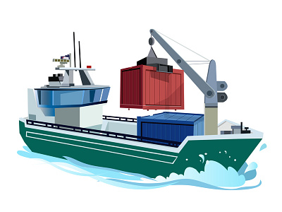 Container ship container drawings illustration ship vector