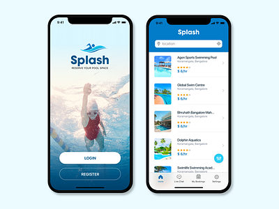 Pool blue concept ios x listing pool reservation splash swimming water