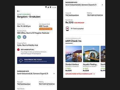 RedBus Ticket Details - Redesign Concept bus bus delay details notification ticket booking weather prediction