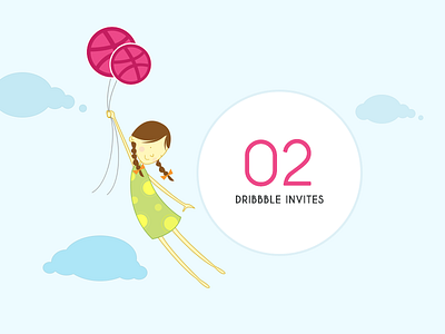 Dribbble Invitation baloons dribbble entry dribbble invitation girl hope illustration invitation invites sky