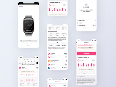 Mobile app for Healbe GoBe smart band app concept design design health app ui ux