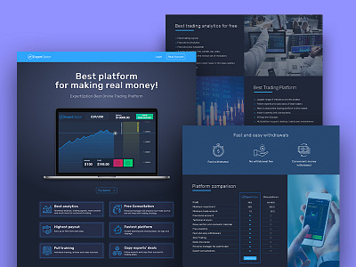Online trading platform landing page design ux web website