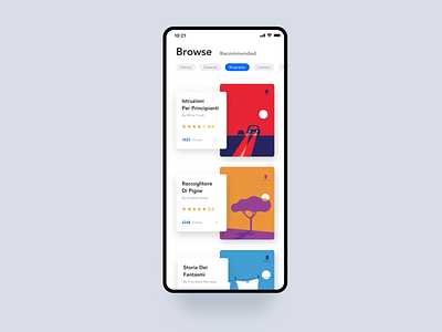 Reading Application animation black blue book branding browse clean design illustration interface iphonexs read reading ui ux white