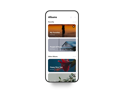Photo Album Application after affects animation black camera clean image editor interface iphonex photograph photos picture snow summer typography ui ux white