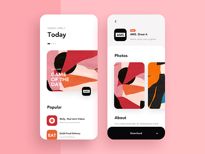 App Store Design Concept apps black buy clean colors design download app illustration interface iphonex photos pink red ui ux white