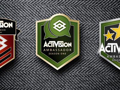 Activision Enamel Pins activision ambassador apparel badge branding denim enamel pin fashion graphic icon illustration logo military product design shield typography