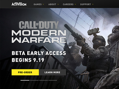 Activision.com Home activision adobe branding call of duty graphic home page landing page responsive style guide typography ux web design website