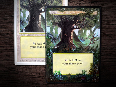 Magic: The Gathering Forest Alter acrylic alteration art collectible fantasy forest illustration magic magic the gathering mtg