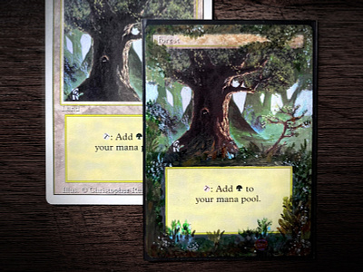 Magic: The Gathering Forest Alter acrylic alteration art collectible fantasy forest illustration magic magic the gathering mtg