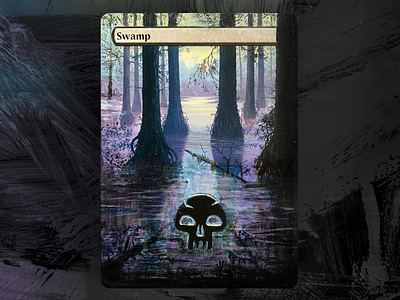 Borderless Larry Elmore's Swamp acrylic alteration art bog card land magic skull swamp