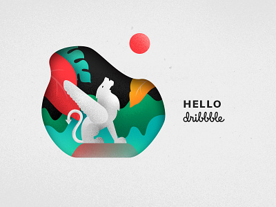 Hello Dribbble debut dribbble first shot grain hello dribbble illustration lion