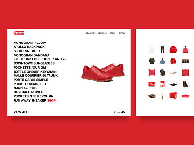 Supreme x Louis Vuitton - Product List brutalist desktop ecommerce fashion helvetica minimal productlist typography ui ux web