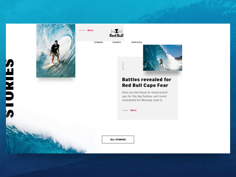 Red Bull Surfing - Landing Page animation home parallax redbull sports surf typography ui ux web