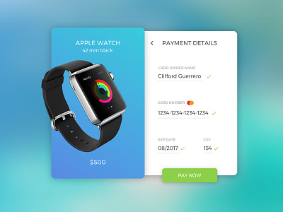 100 Day UI Challenge - Day 2 - Credit Card Checkout 100dayui apple applewatch card credit creditcard day 2 mockup payment watch