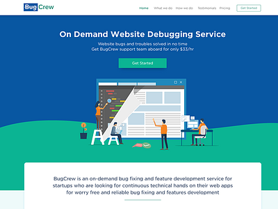 BugCrew Hero Banner bugcrew landing page ui ux