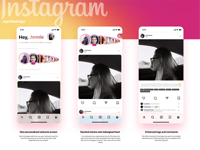 Instagram Redesign | UI Personal Projects app design dashboard design facebook feed instagram material redesign story ui ui design ux