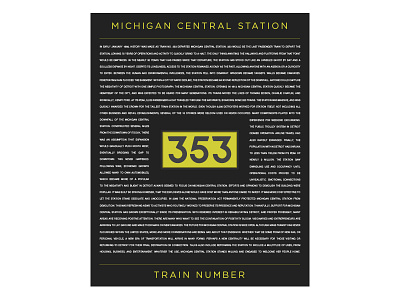 Michigan Central Station - Train No. 353 michigan pin typography