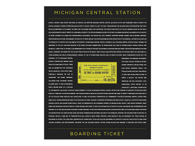 Michigan Central Station - Pullman Boarding Ticket michigan pin typography