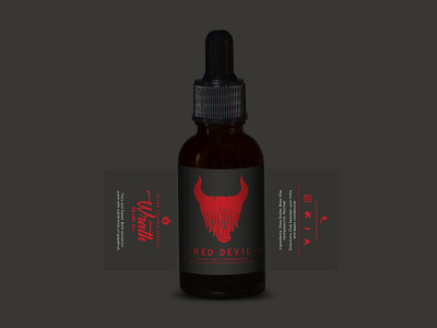 Red Devil Beard Co. Wrath Beard Oil Label beard devil flat design icon label logo product design product photography red